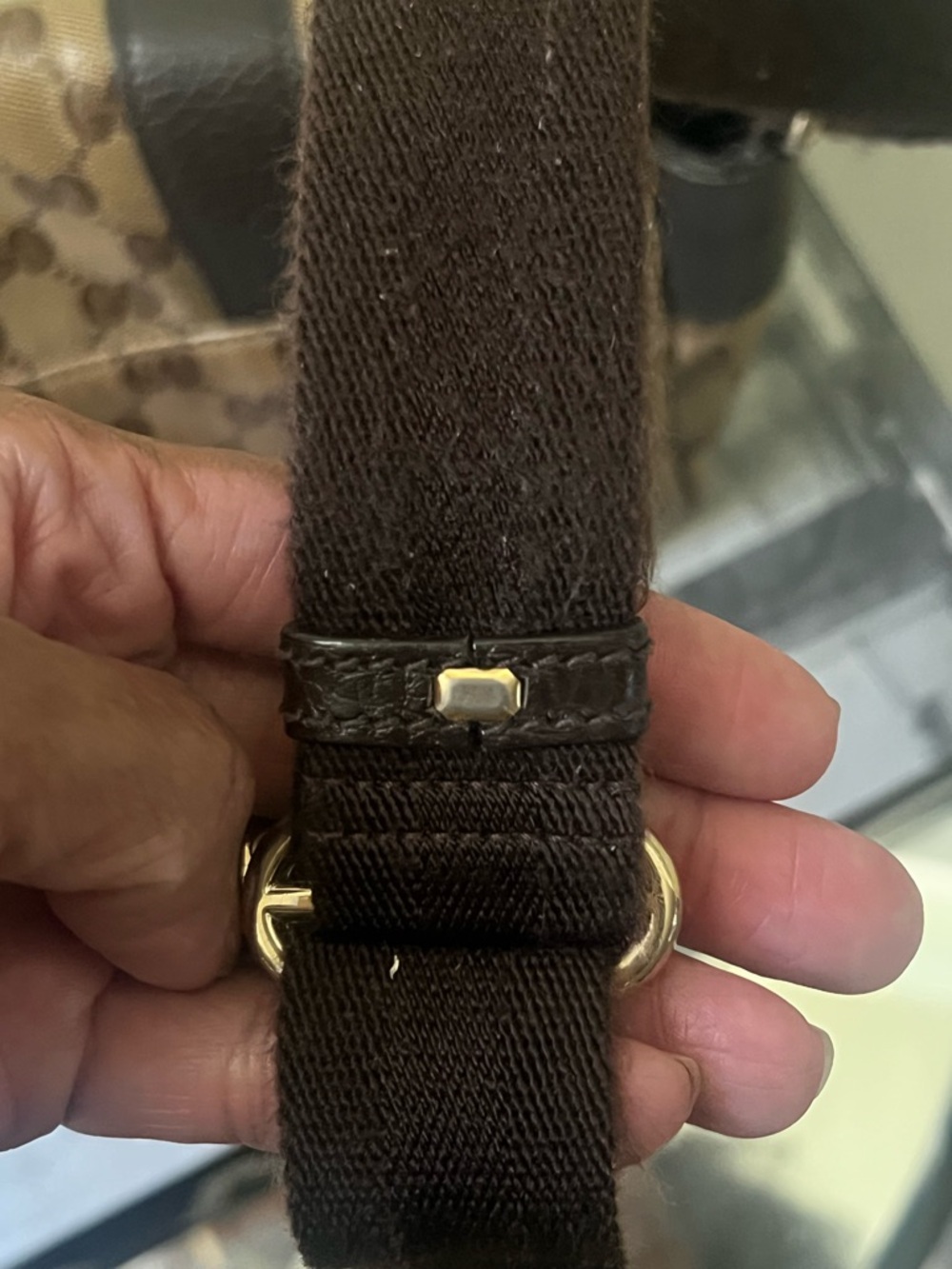 Gucci Beige and Dark Brown Monogram Messenger Bag - Picture 7 of 8